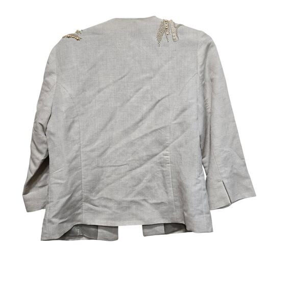 Coldwater Creek Cream Beaded Embroidered Linen Jacket Size 4-6 - Picture 3 of 10